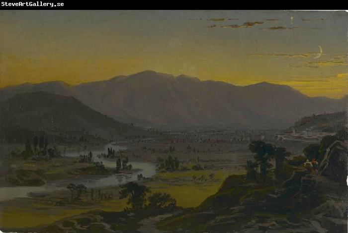 William Trost Richards River Valley in the Moonlight